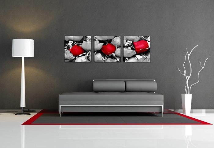 Leinwandbild Rosen 150x50cm - 3-teiliges Wandbild fertig gerahmt – Ansicht 2