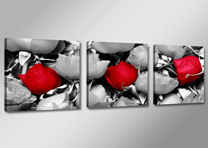 Leinwandbild Rosen 150x50cm - 3-teiliges Wandbild fertig gerahmt – Ansicht 4