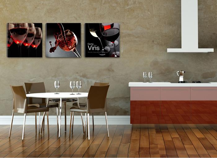 Wein Leinwandbild 150x50cm - 3 teilig gerahmt – Ansicht 2