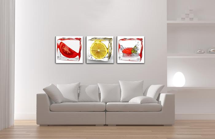 Leinwandbild Früchte – 3-teiliges Wandbild 150x50cm mit Rahmen – Ansicht 3