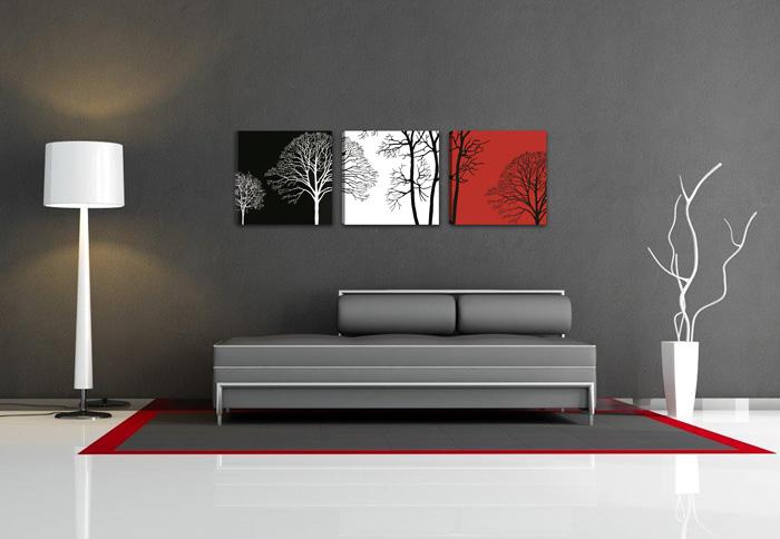 Modernes Leinwandbild mit Baummotiv 150x50cm – 3-teiliges Wandbild – Ansicht 2