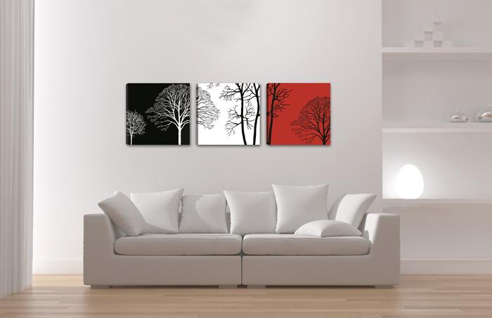 Modernes Leinwandbild mit Baummotiv 150x50cm – 3-teiliges Wandbild – Ansicht 3