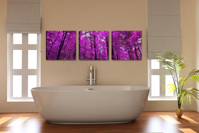 Leinwandbild Lila Wald – 150x50 cm 3-teiliges Wandbild – Ansicht 3
