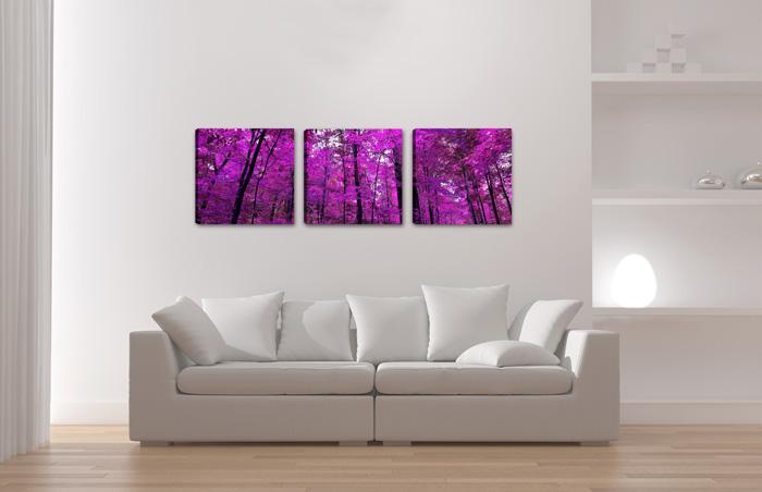 Leinwandbild Lila Wald – 150x50 cm 3-teiliges Wandbild – Ansicht 4