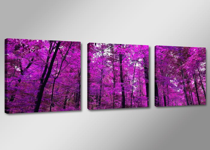 Leinwandbild Lila Wald – 150x50 cm 3-teiliges Wandbild – Ansicht 5
