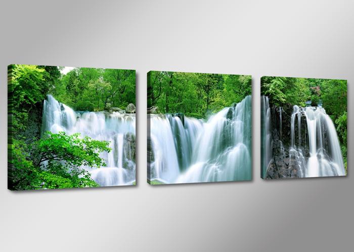 Wasserfall Leinwandbild 150x50 cm - 3 teiliges Wandbild – Ansicht 4