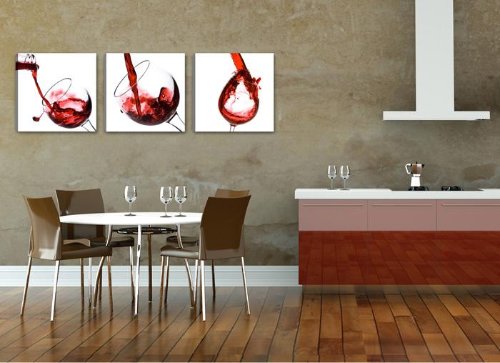 Wein Leinwandbild 150x50 cm - 3er Set fertig gerahmt – Ansicht 2