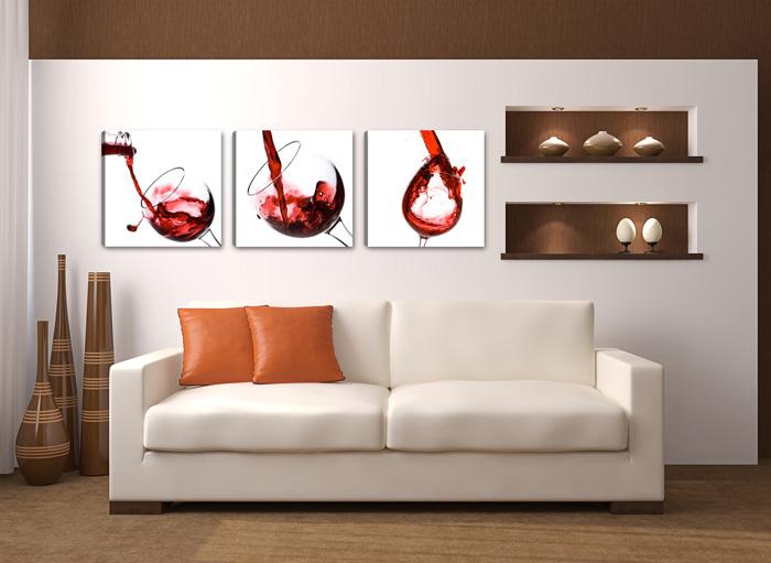 Wein Leinwandbild 150x50 cm - 3er Set fertig gerahmt – Ansicht 3