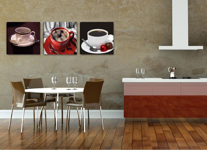 Leinwandbild Kaffee - 3-teiliges Wandbild 150x50cm fertig gerahmt – Ansicht 2