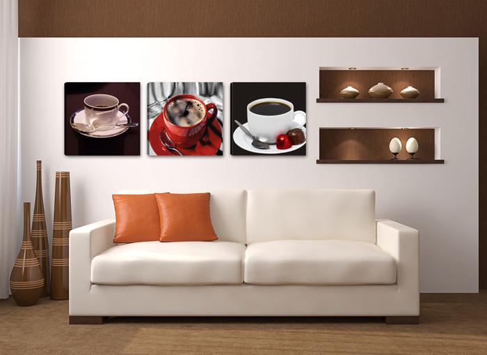 Leinwandbild Kaffee - 3-teiliges Wandbild 150x50cm fertig gerahmt – Ansicht 3