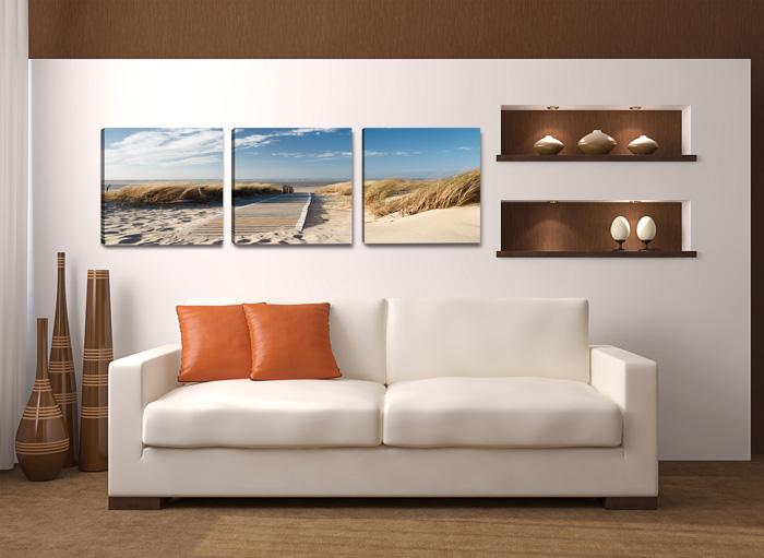 Leinwandbild Nordsee Strand 150x50 cm - 3-teiliges Wandbild – Ansicht 3