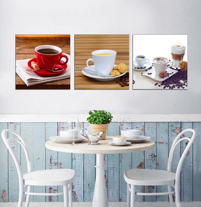 Kaffee Leinwandbild 3teilig - 150x50 cm Wanddeko – Ansicht 2