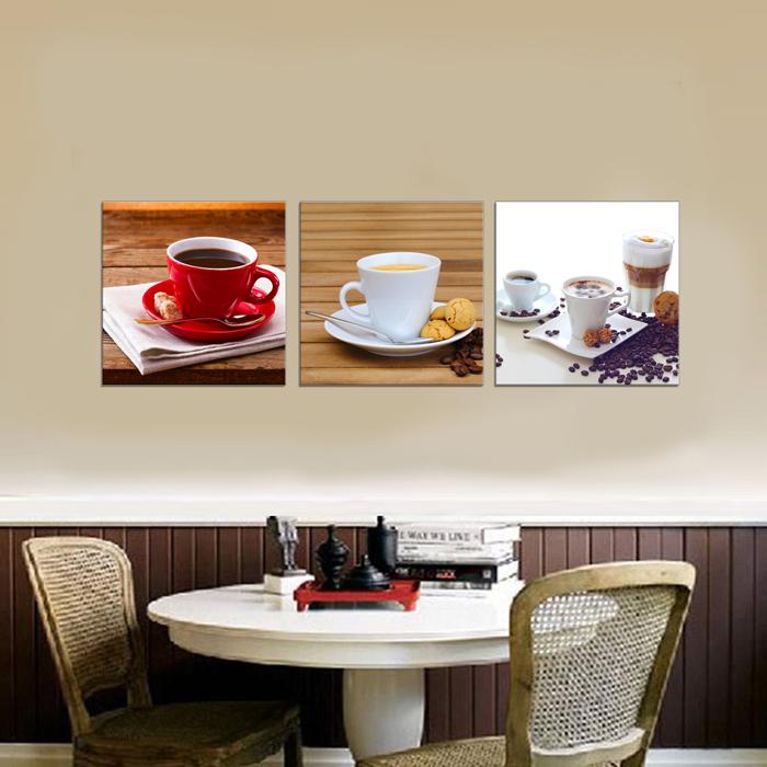 Kaffee Leinwandbild 3teilig - 150x50 cm Wanddeko – Ansicht 3
