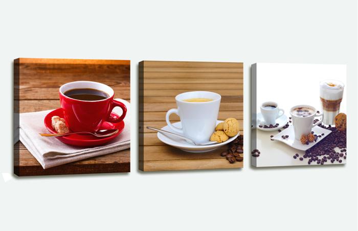 Kaffee Leinwandbild 3teilig - 150x50 cm Wanddeko – Ansicht 4