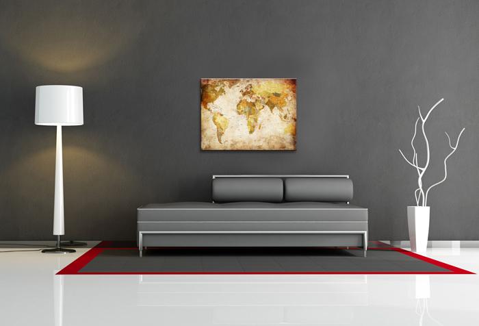 Leinwandbild Weltkarte 40cm - fertig gerahmt und günstig – Ansicht 2