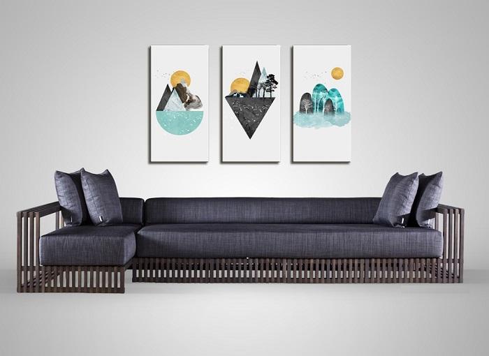 Modernes Leinwandbild Berge - 120x80cm fertig gerahmt – Ansicht 3