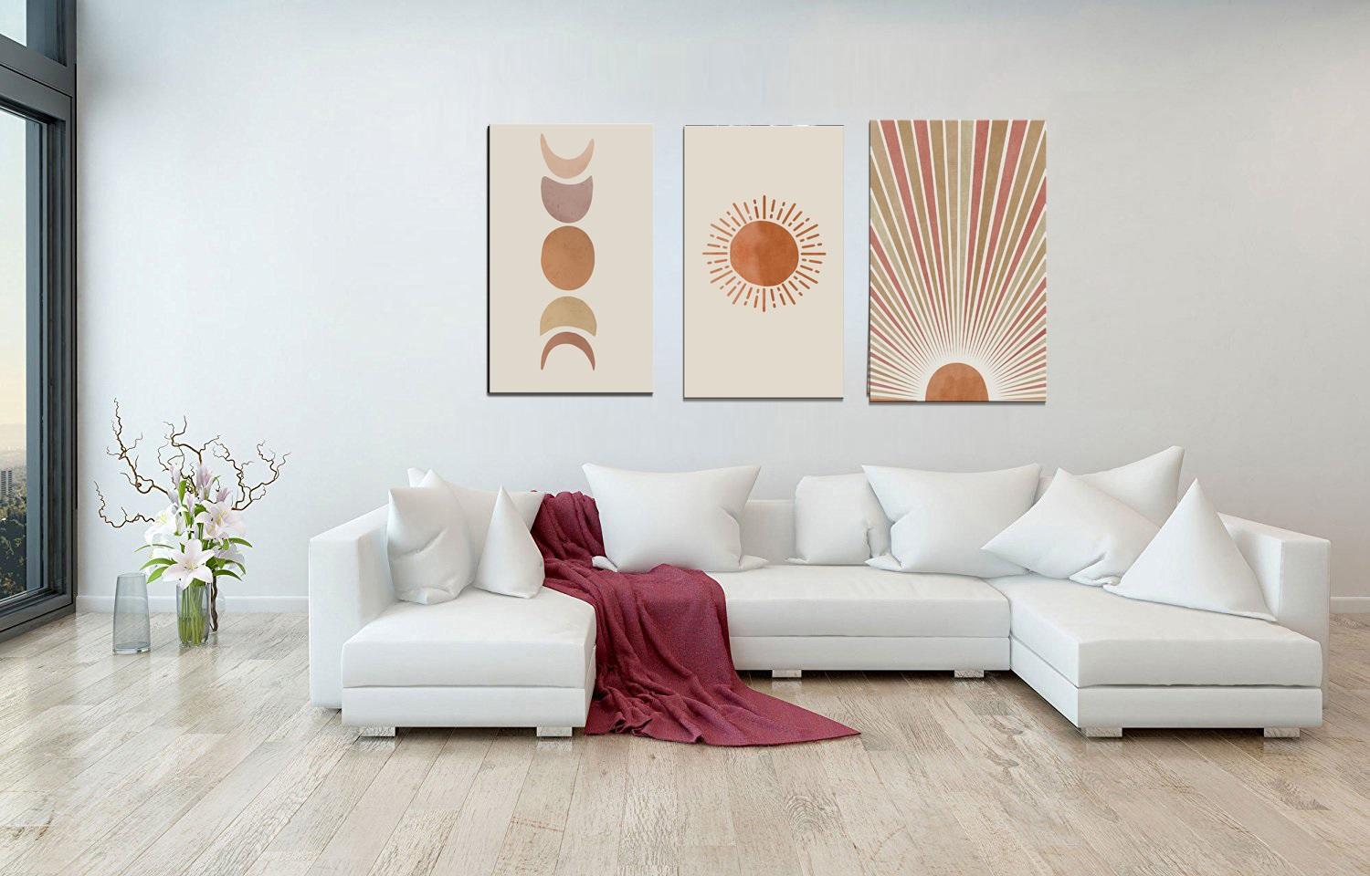 Modernes Leinwandbild Sonne – fertig gerahmt 120x80 cm – Ansicht 3