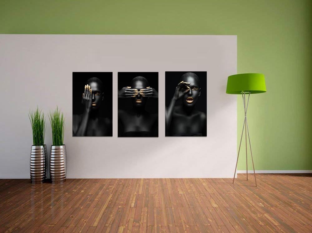 Leinwandbild Goldene Frau - Modernes Wandbild fertig gerahmt – Ansicht 3