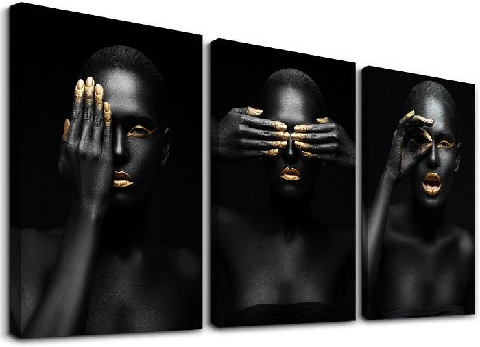 Leinwandbild Goldene Frau - Modernes Wandbild fertig gerahmt – Ansicht 4