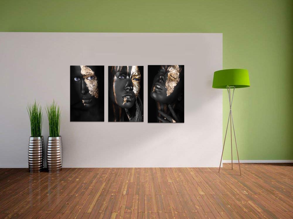 Leinwandbild Gesicht mit Blattgold – Modern & fertig gerahmt – Ansicht 2