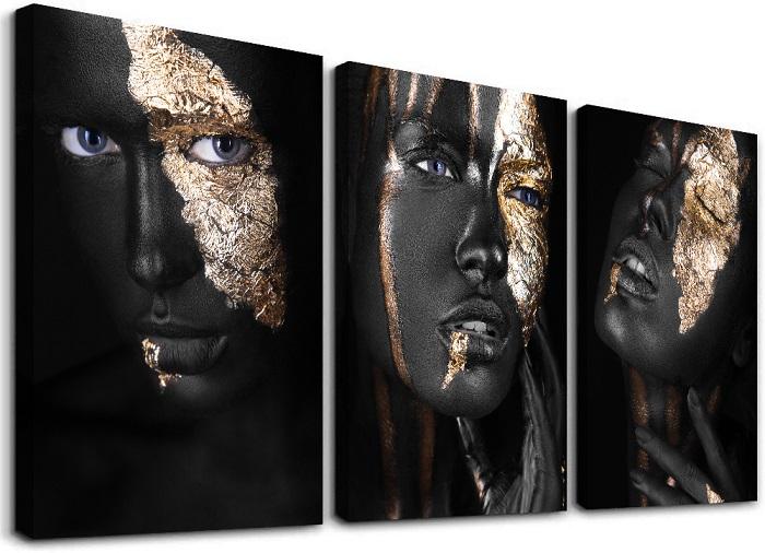 Leinwandbild Gesicht mit Blattgold – Modern & fertig gerahmt – Ansicht 4