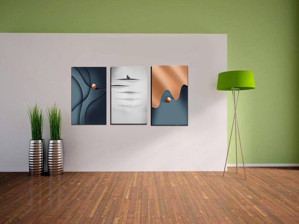 Modernes Leinwandbild mit Kugel in Pastell Farben – Ansicht 2