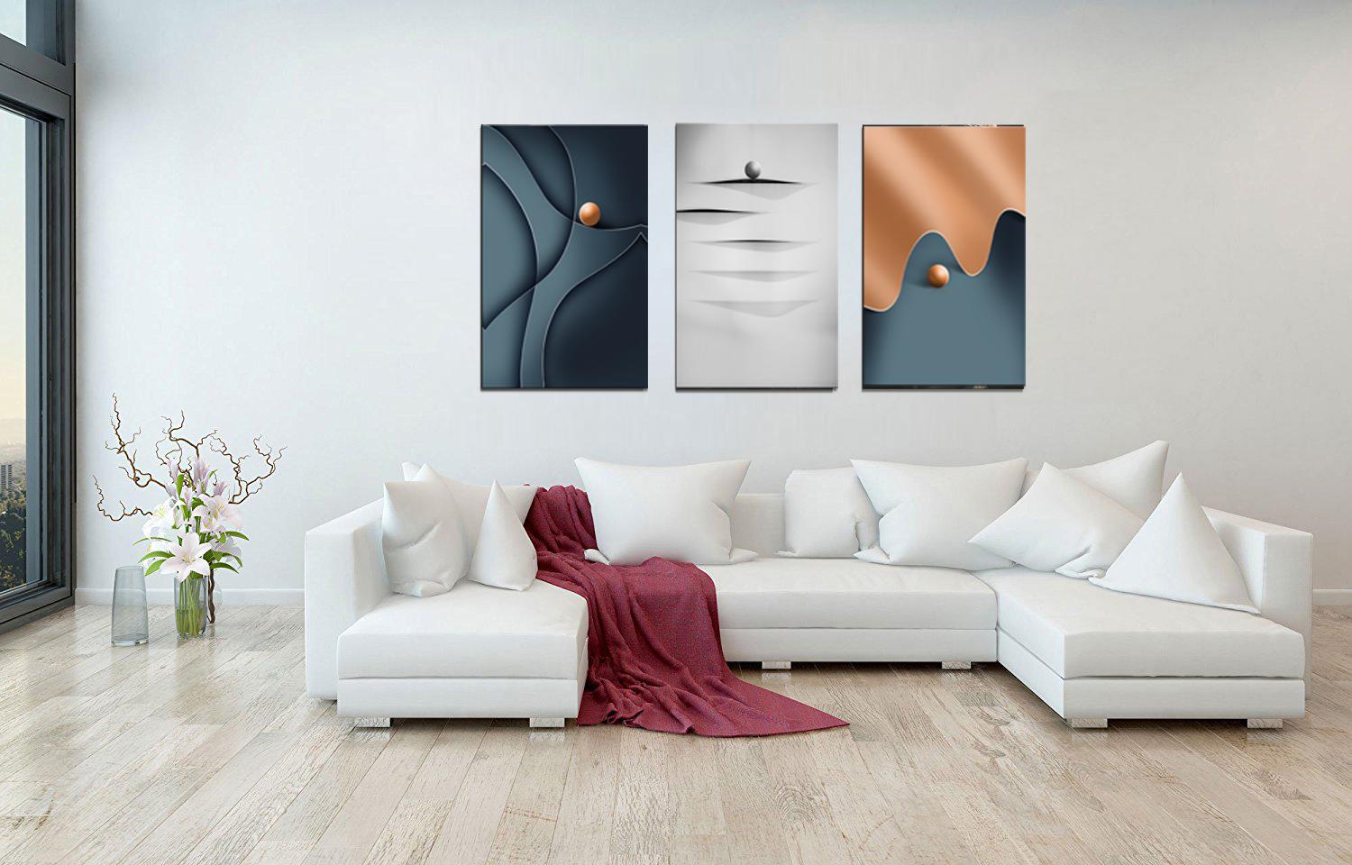 Modernes Leinwandbild mit Kugel in Pastell Farben – Ansicht 3