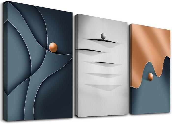 Modernes Leinwandbild mit Kugel in Pastell Farben