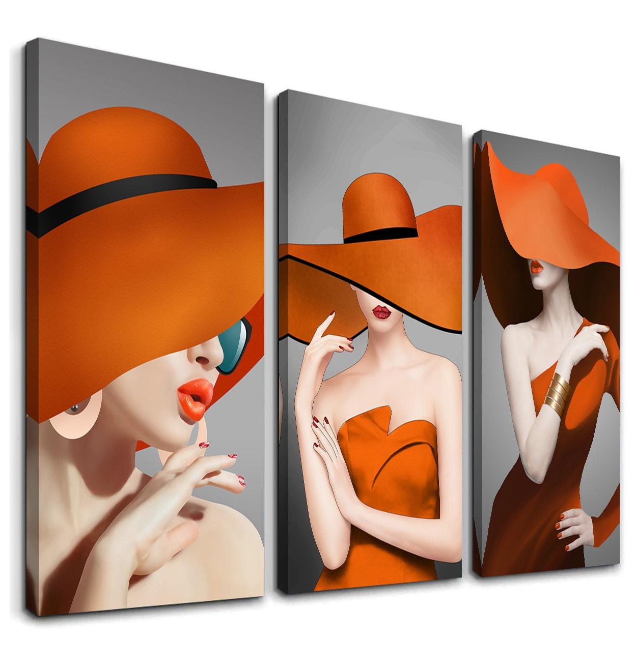 Leinwand Bild fert gerahmt Frau mit Hut 120 x 80 cm 4421 – Leinwandbild 120x80 cm 3-teilig kaufen