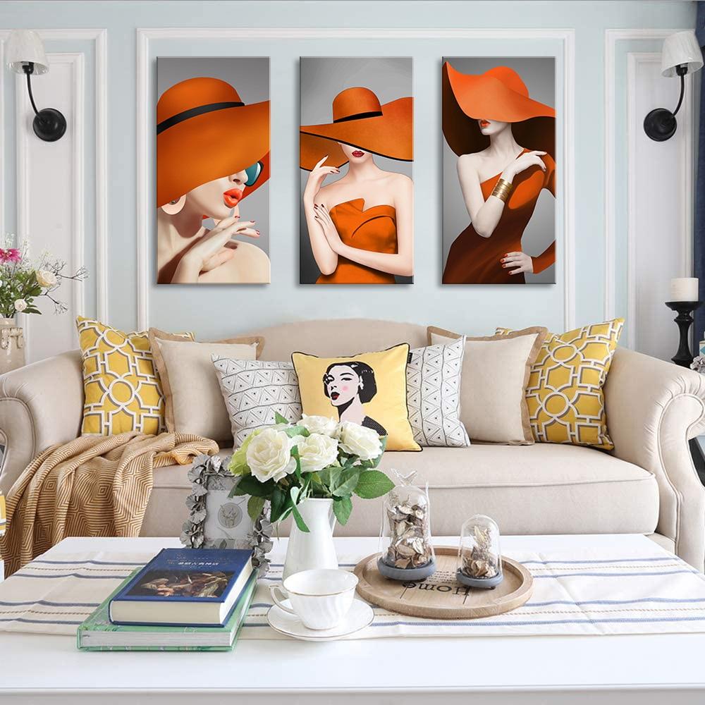 Leinwand Bild fert gerahmt Frau mit Hut 120 x 80 cm 4421 – Ansicht 3