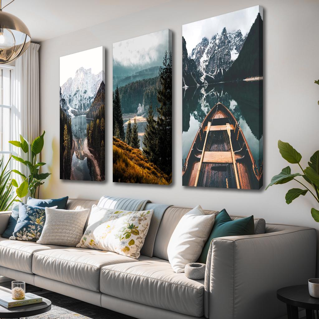 Leinwandbild Wald und Berge - 120x80cm fertig gerahmt – Ansicht 2