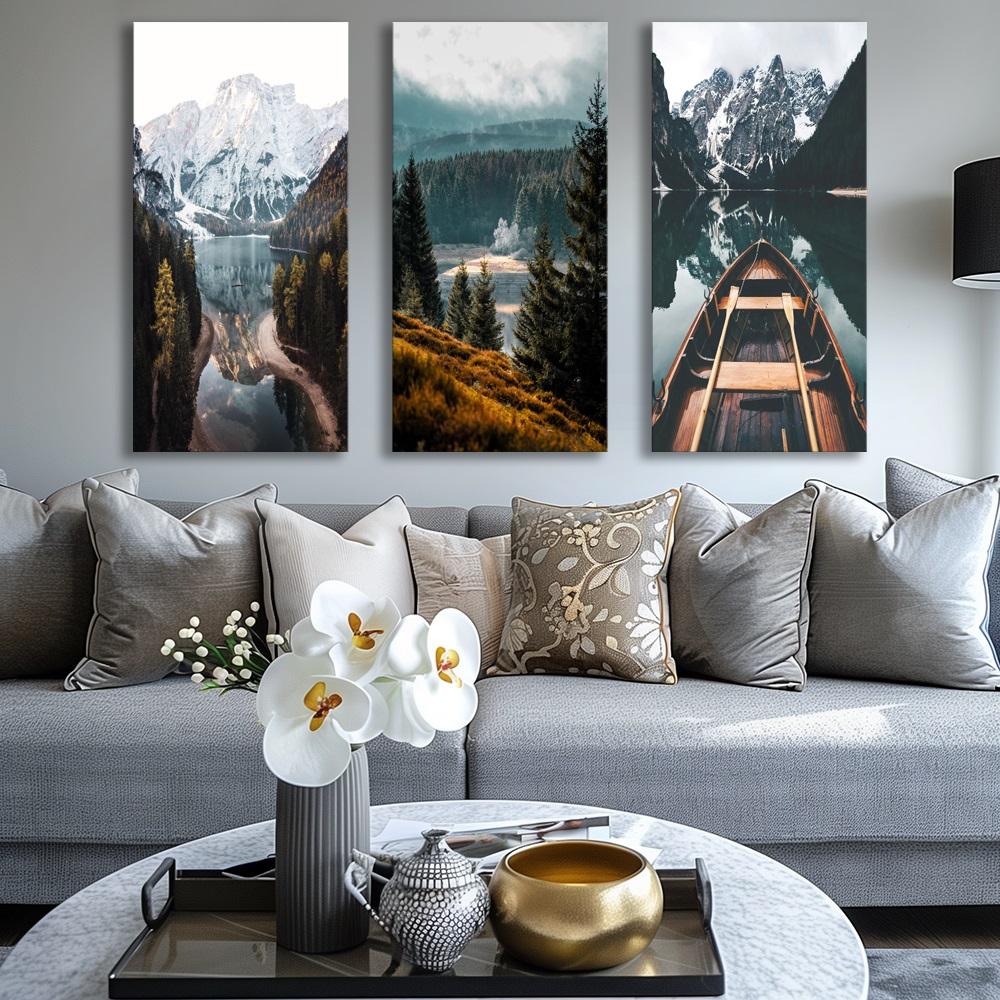 Leinwandbild Wald und Berge - 120x80cm fertig gerahmt – Ansicht 3