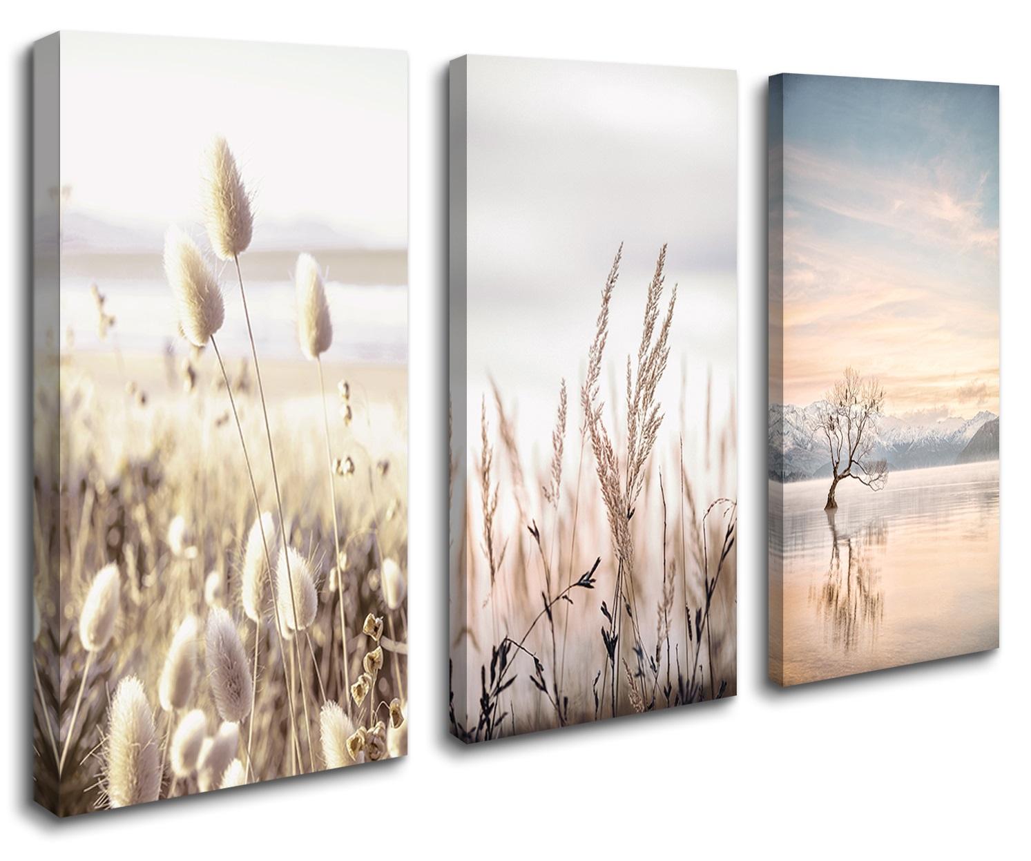 Leinwand Bild fert gerahmt Boho Pampasgras  120 x 80 cm 4426 – Leinwandbild 120x80 cm 3-teilig kaufen