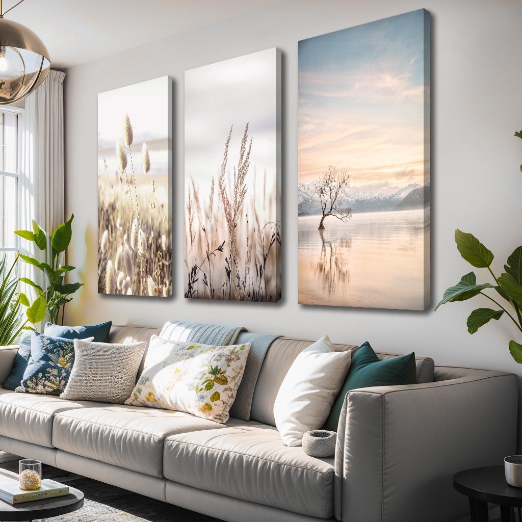 Boho Leinwandbild Pampasgras – 120x80 cm fertig gerahmt – Ansicht 2