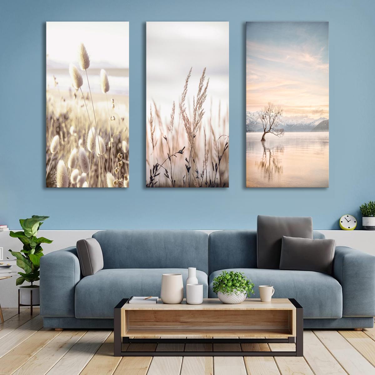 Boho Leinwandbild Pampasgras – 120x80 cm fertig gerahmt – Ansicht 3