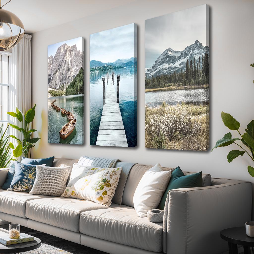Leinwand Bild fert gerahmt Boote Berge 120 x 80 cm 4428 – Ansicht 2