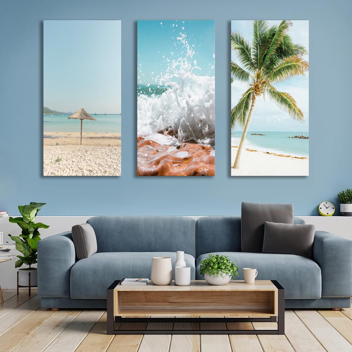 Leinwand Bild fert gerahmt Palme Wasser Beach 120 x 80 cm 4436 – Ansicht 3