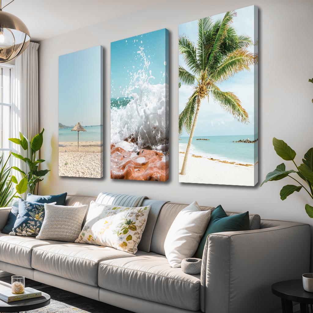 Leinwand Bild fert gerahmt Palme Wasser Beach 120 x 80 cm 4436 – Ansicht 4