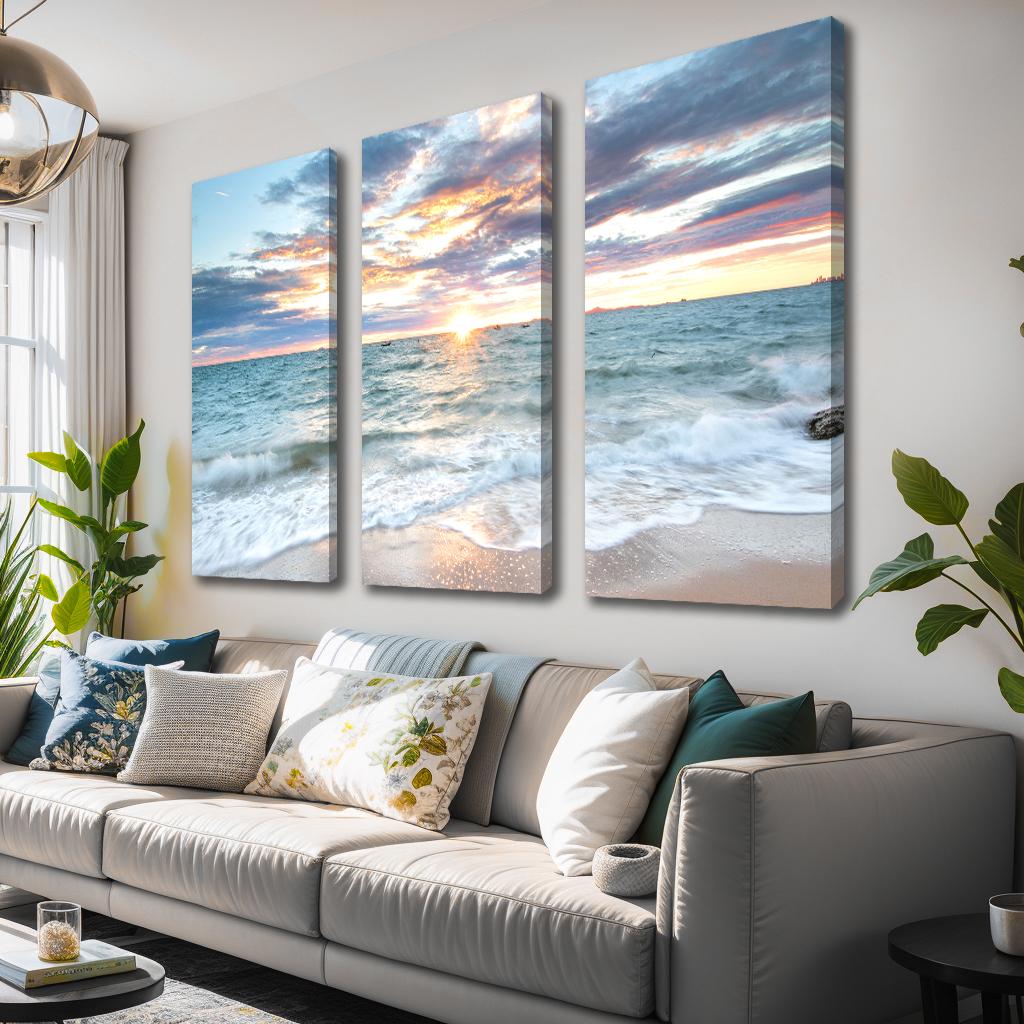 Leinwandbild Wellen - 120x80cm fertig gerahmt – Ansicht 2