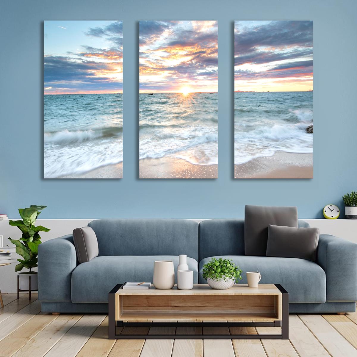 Leinwandbild Wellen - 120x80cm fertig gerahmt – Ansicht 3