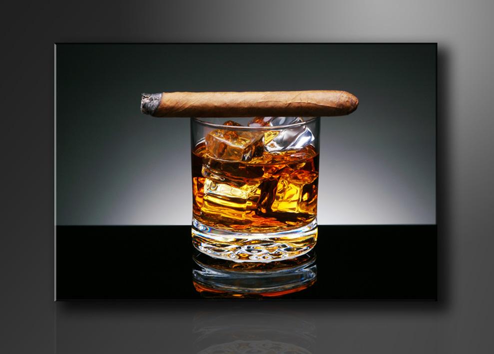 Leinwandbild Whiskey & Zigarre – 120x80 cm fertig gerahmt – Ansicht 4