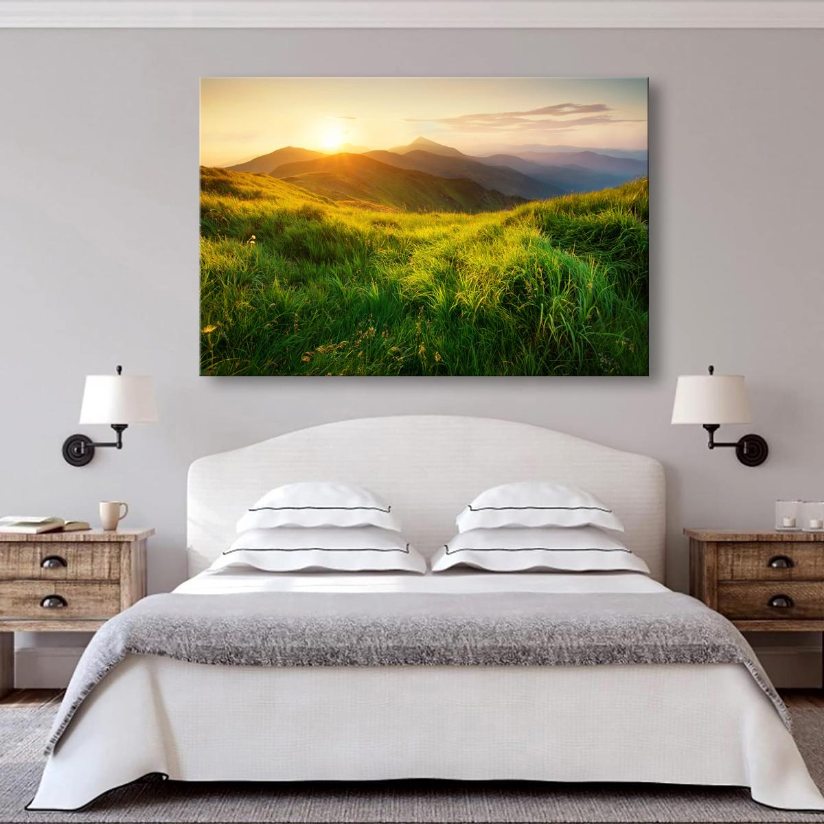 Leinwandbild grüne Wiesen und Berge 120x80 cm – Ansicht 2