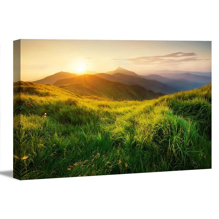 Leinwandbild grüne Wiesen und Berge 120x80 cm – Ansicht 3
