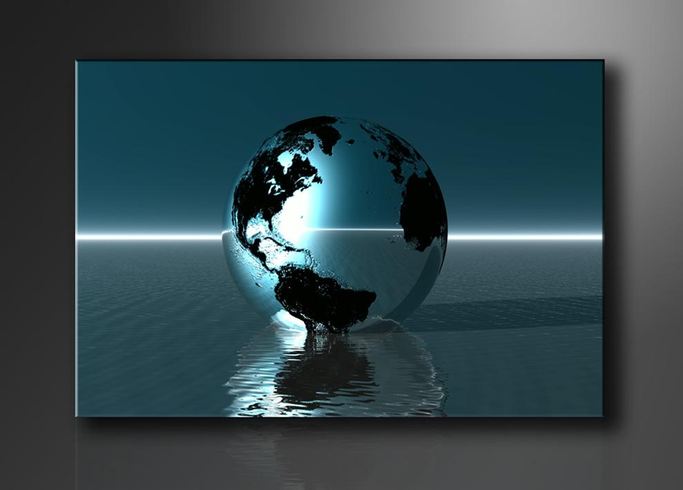 Weltkugel Leinwandbild 120x80cm XXL – Modernes Wandbild fertig gerahmt – Ansicht 4