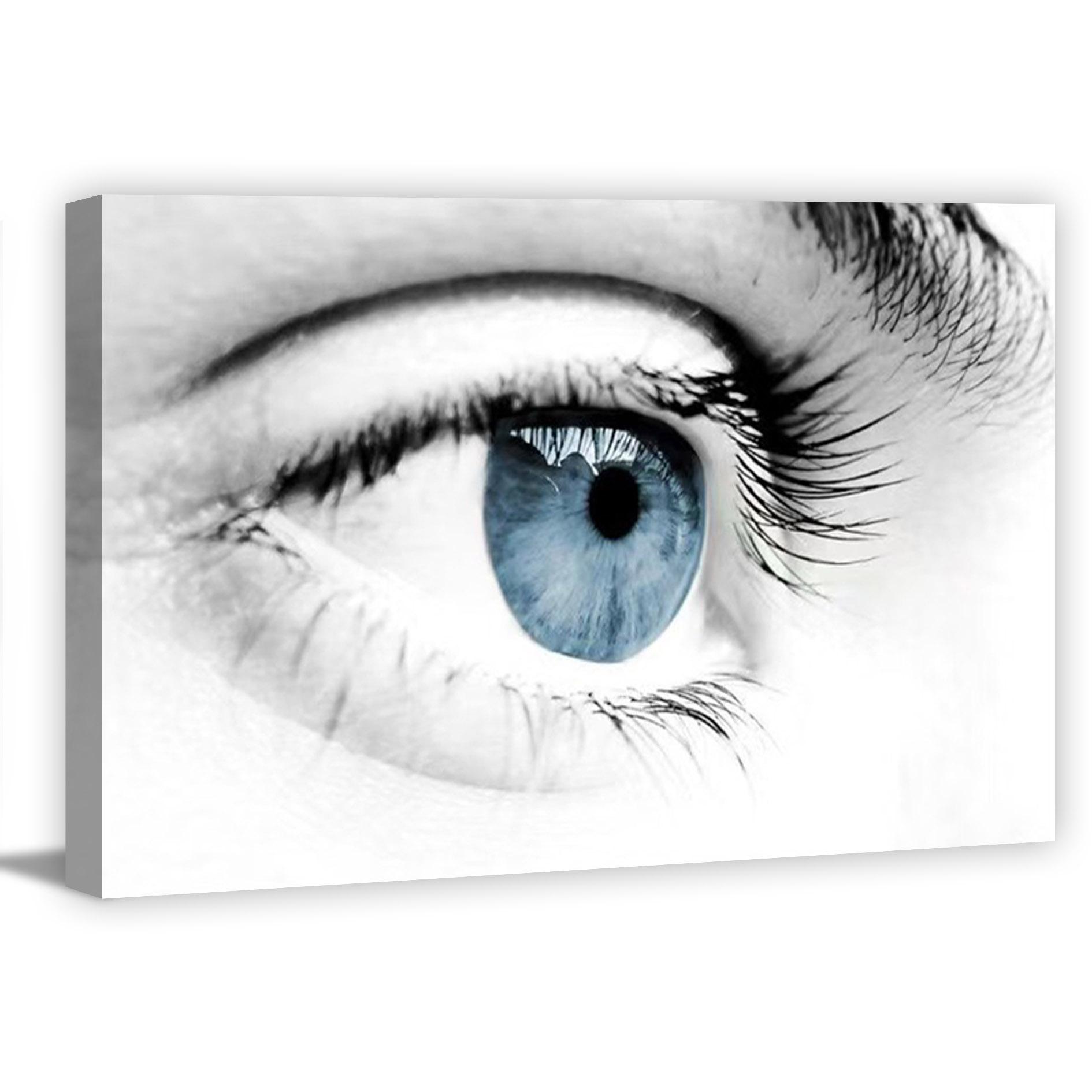 Stahlblaues Auge Leinwandbild - 120x80cm fertig gerahmt