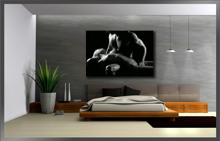 Modernes Leinwandbild mit Frau-Motiv in Schwarz-Weiß – Ansicht 3