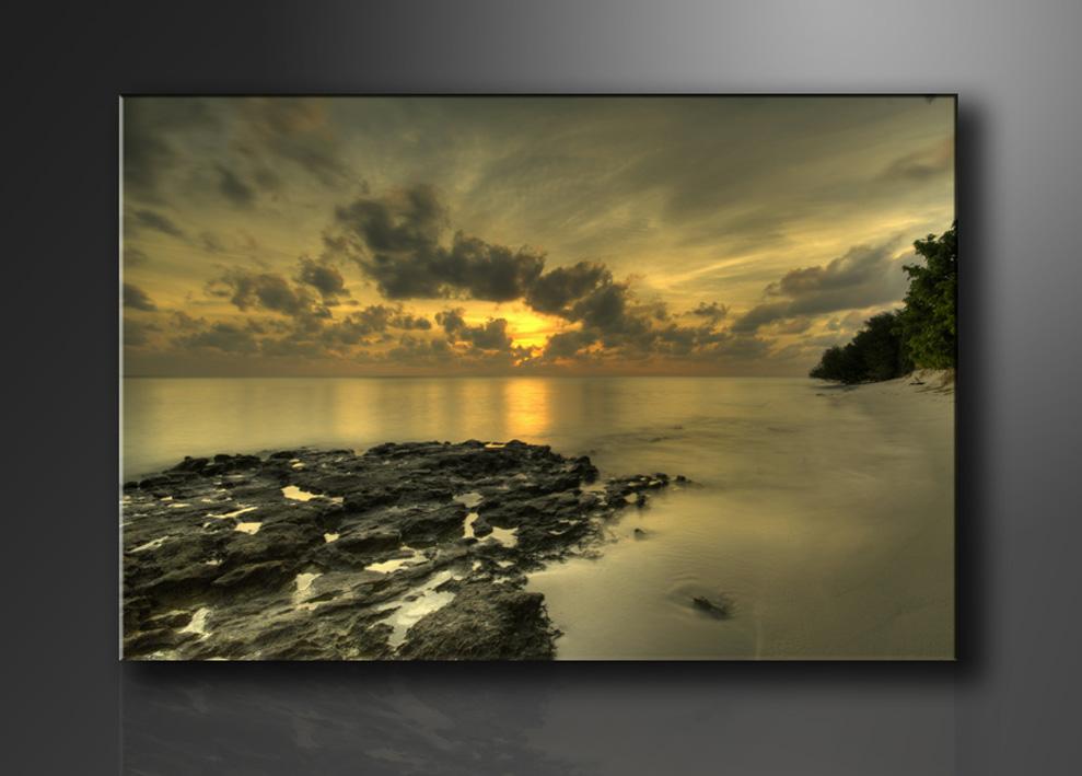 Strand Sonnenuntergang Leinwandbild 120x80cm mit Echtholzrahmen – Ansicht 4