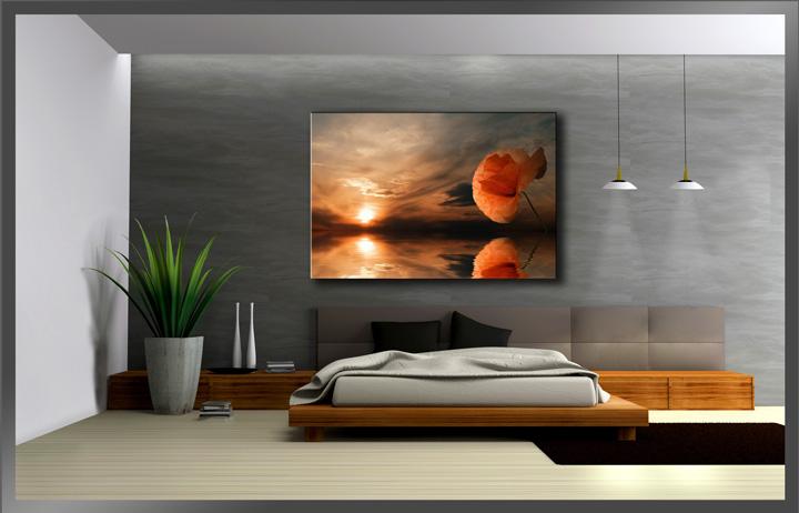 Strand Leinwandbild mit Sonnenuntergang - 120x80cm fertig gerahmt – Ansicht 3