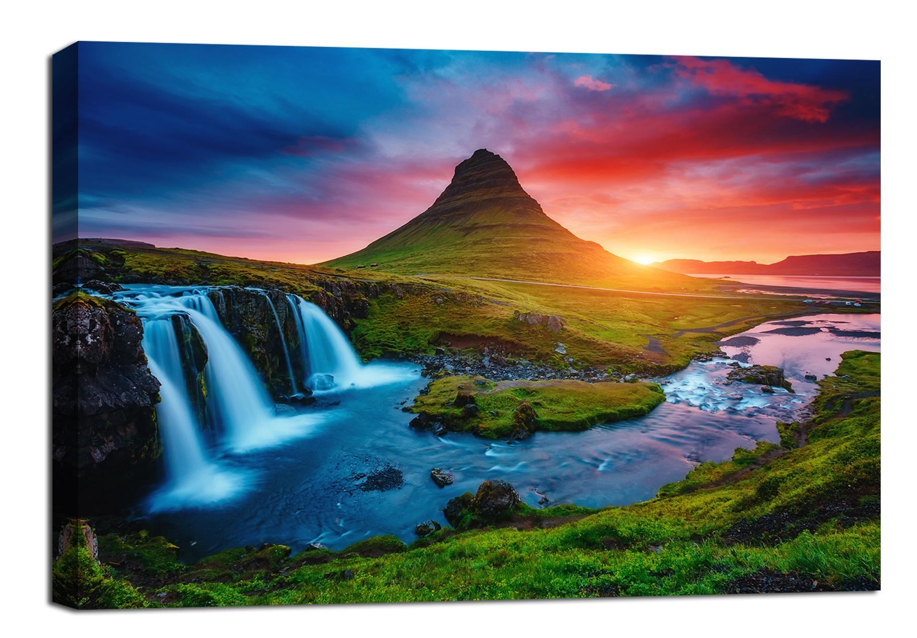 Leinwandbild Wasserfall Natur – Fertig gerahmt 120x80cm