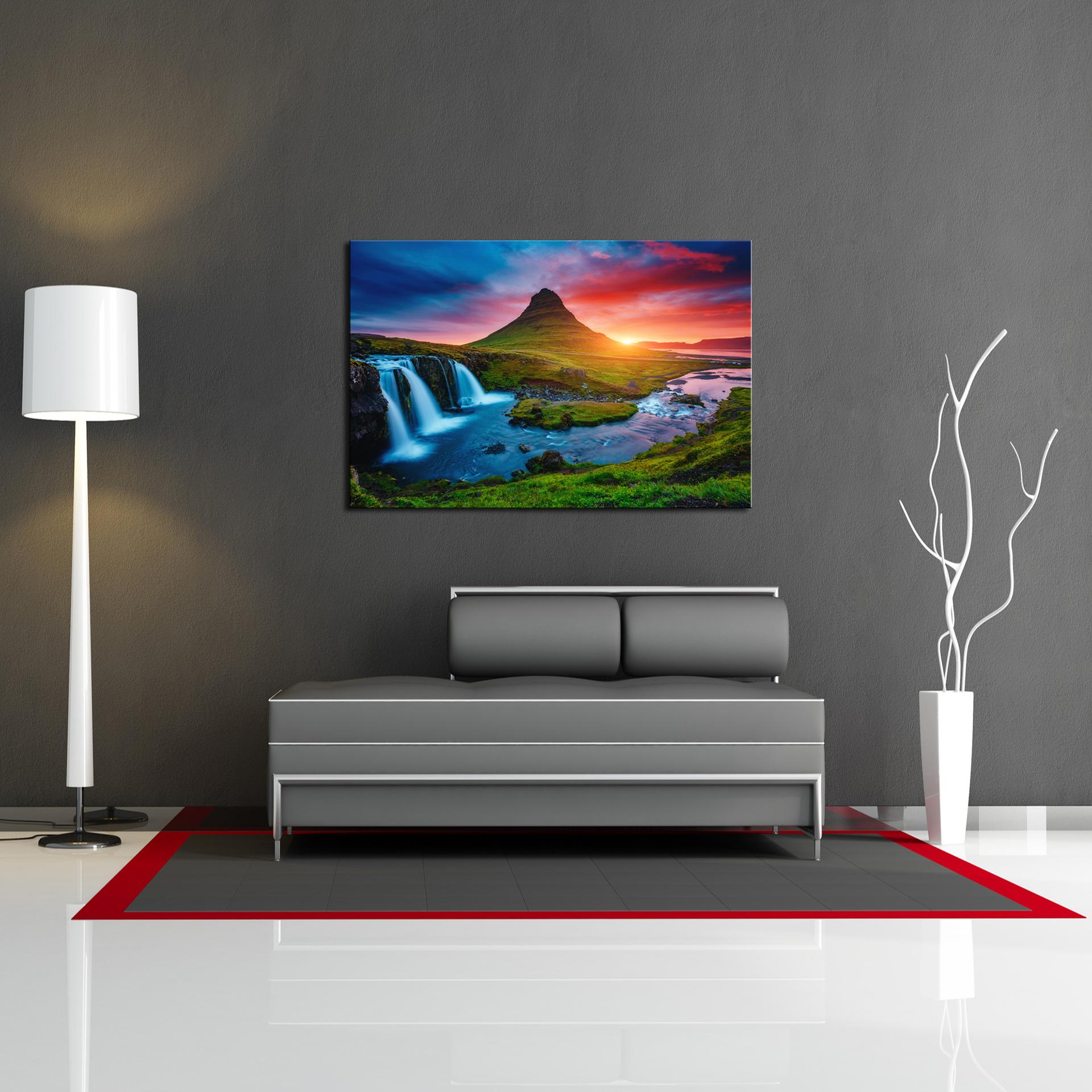 Leinwandbild Wasserfall Natur – Fertig gerahmt 120x80cm – Ansicht 2